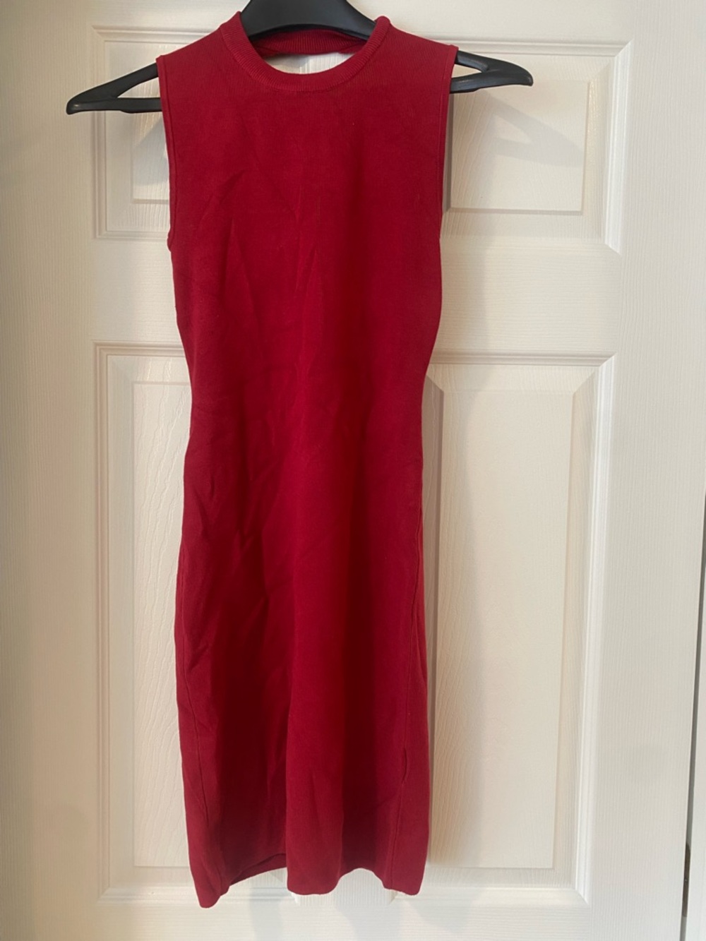 re:named Sleeveless Ribbed Bodycon Midi Dress in Red